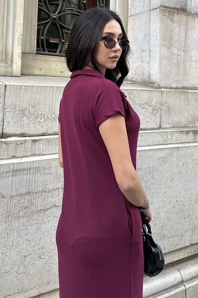Ded COLLECTION Women's Polo Neck Modal Fabric Short Sleeve Comfortable Fit Dress
