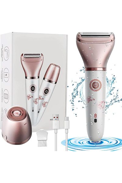 COOYA Electric for Women, Painless 2 In 1 Ladies Shaver, Portable Waterproof ,Wet and Dry Cordless