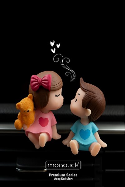 Monolick Sevimli Çift Animasyonlu I Love You Araba Oto Klima Petek Kokusu (10...