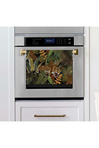 decofav Laser Cut Oven Cover with Exotic Leopard and Tropical Leaf Design 40X53Cm