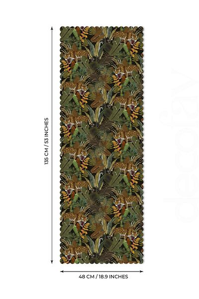 decofav Laser Cut Elegant Runner with Exotic Leopard and Tropical Leaf Design