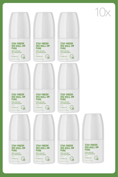 Farmasi Stay Fresh Deo Roll On Pure 50 Ml Kadın 10 Adet