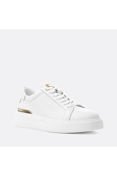 Celal Gültekin Erkek Beyaz Bağcıklı Kalın Tabanlı Deri Sneaker