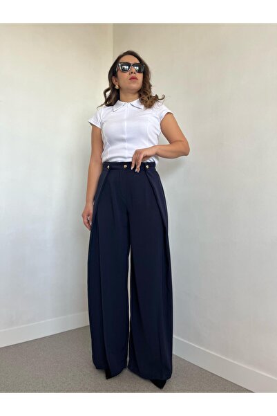 Gizybutik Gold Düğmeli Kumaş Pantolon