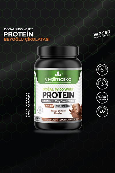 yeşilmarka Natural Whey Protein Powder - Beyoğlu Chocolate 748 gr