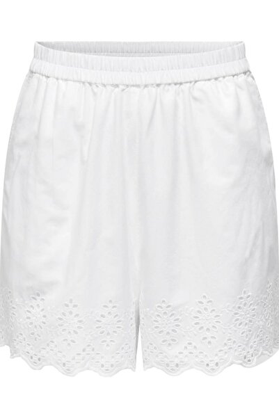 ONLY Pantaloni scurți largi Onllou Life Emb Wvn alb