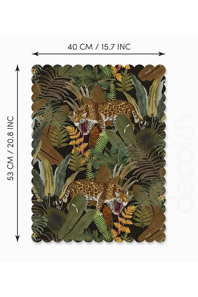 decofav Laser Cut Oven Cover with Exotic Leopard and Tropical Leaf Design 40X53Cm
