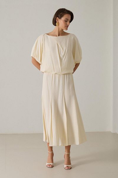 Setre Creamy Relaxed Cut Blouse with Waist and Sleeve Detail