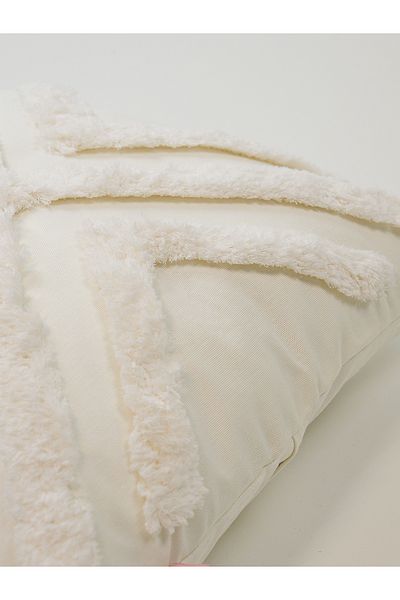 Galia Tasarım Κάλυμμα μαξιλαριού με γούνινο ριγέ - Off White