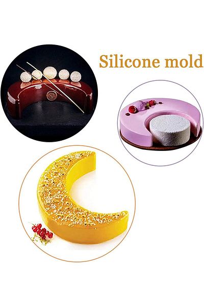 COOYA 3D Moon Shape Silicone Cake Mold, Crescent Mousse Cake Bread Mould For Kitchen Baking