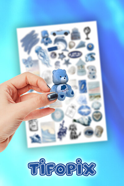 tifopix Blue Temalı Sticker Seti - Planner Ajanda Bullet Journal Laptop Etike...