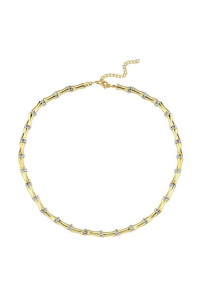 CHARMLUCKY Gold Bone Stone Necklace