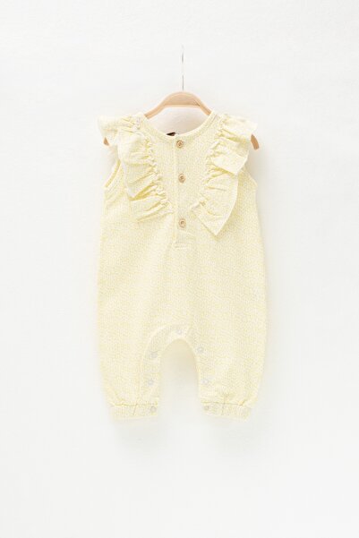Zeyland Baby Girl Yellow Jumpsuit with Ruffled Sleeves and Snap Fasteners (3-36months)