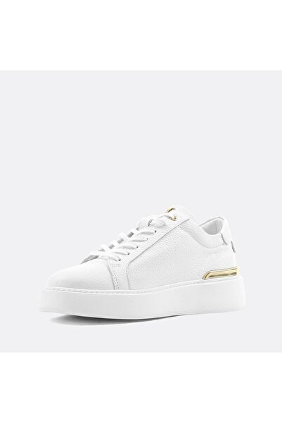 Celal Gültekin Erkek Beyaz Bağcıklı Kalın Tabanlı Deri Sneaker