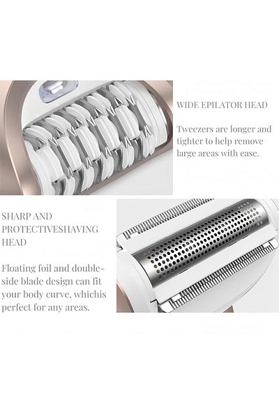 COOYA Epilator for Women, Cordless 2-in-1 Women's Epilator and Shaver, Waterproof Beauty for Facial, Body