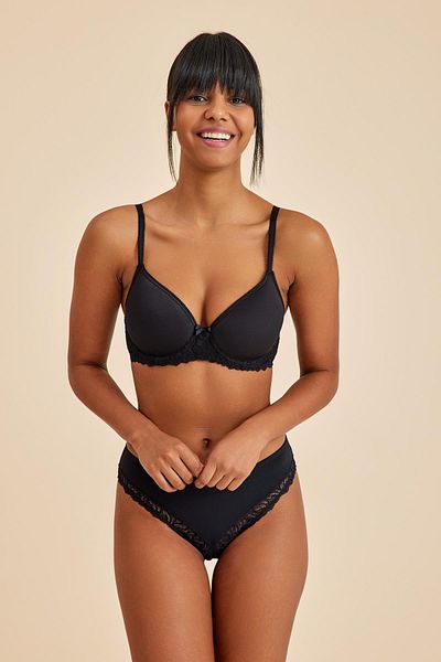 Amarelle Victoria Black Underwire Lace Unpadded Gathering Balconette Bra