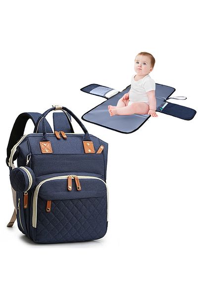 Quasar & Co. Backpack for Mothers and Babies, Compartmented, Textile, 40x30x13cm, Dark Blue