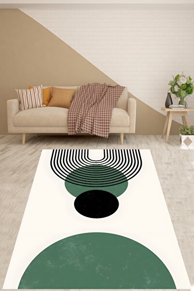 on the clouds Soyut Bohem Geometrik Minimal Desenli Yıkanabilir Kaymaz Taban ...