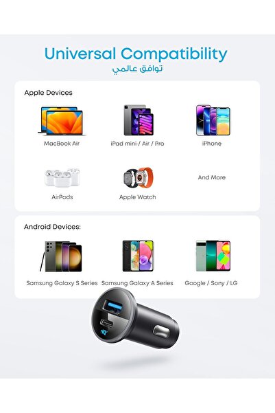 Generic Anker USB-C Car Charger Adapter, 52.5W (Anker 323, Model A2735)