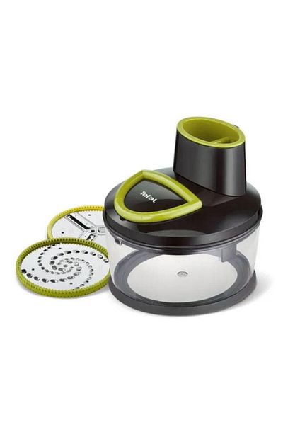 TEFAL Mini tocator Tefal K1390114, Bol de 1.2 L, 2 discuri oel inoxidabil, Blocare sigura (Negru/Verde)