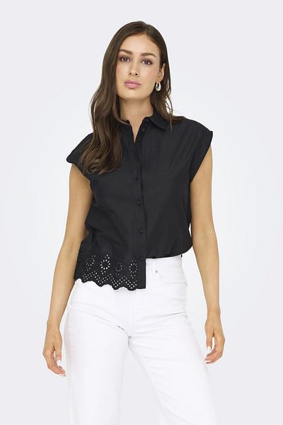 ONLY Onllou Life Emb S/S Shirt Ptm Black