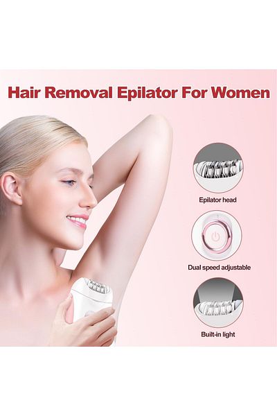 COOYA Electric Epilator for Women,Ladies IPX7 Waterproof Epilator with LED Light,Rechargeable,Wet&Dry Use