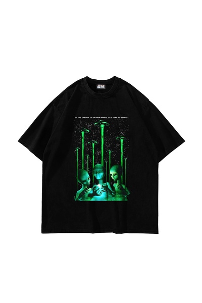 Bak Moda Vreme je da ga savijemo Štampano Oversize kroj unisex crna majica