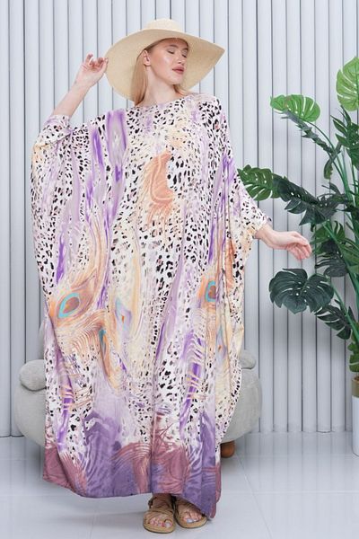Eceyaman moda Women's Patterned Maxi Large Size Turtle Dress