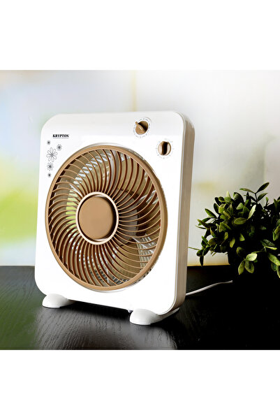 KRYPTON 10" Box Fan - 3-speed, 45w Motor, 5 Leaf Blades, Silent Cooling, 60-minute Timer, Anti-rust Body