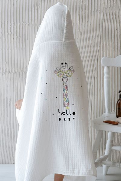 Tuğba Kuğu 4 Layers Muslin Hooded Towel - Pure Baby Series - Colorful Giraffe