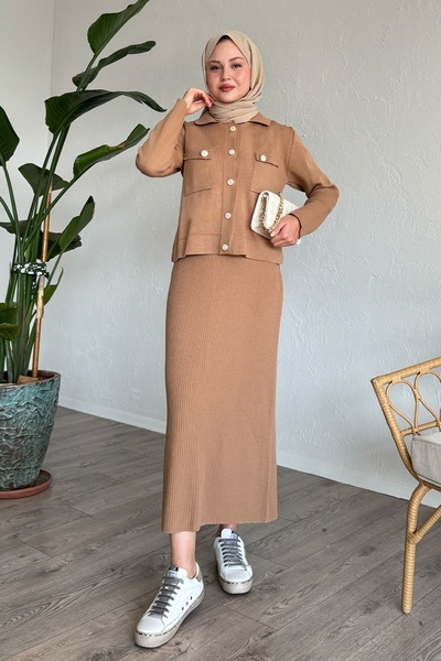 InStyle Etekli Ceketli Camel Takım