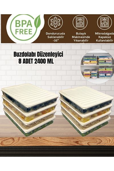 VİZYON Refrigerator Organizer Set Refrigerator Organizer Ice Box Storage Container Microwave Container