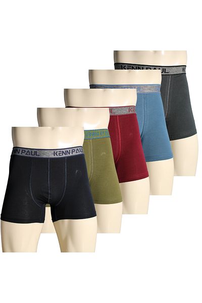 Kennpaul 5 Pack Men's Plain Multicolor Cotton Boxers |   Soft Fabric |   Comfortable Boxer