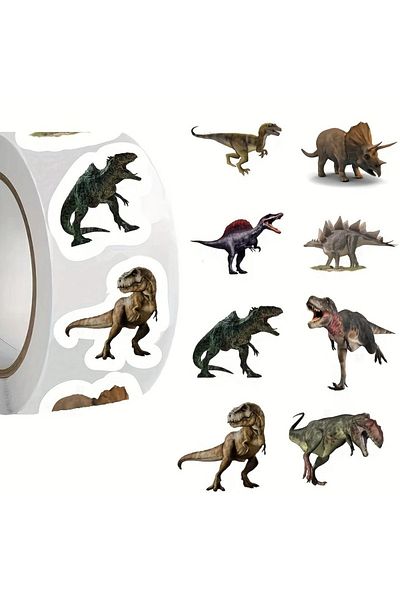 ROSIE 500Pcs Dinosaur Sticker Roll - Vibrant Cartoon Stickers