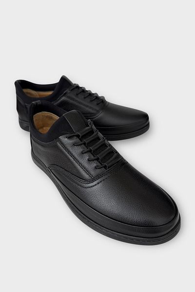Liger Men's Genuine Leather Smart Laced Casual Shoes Black