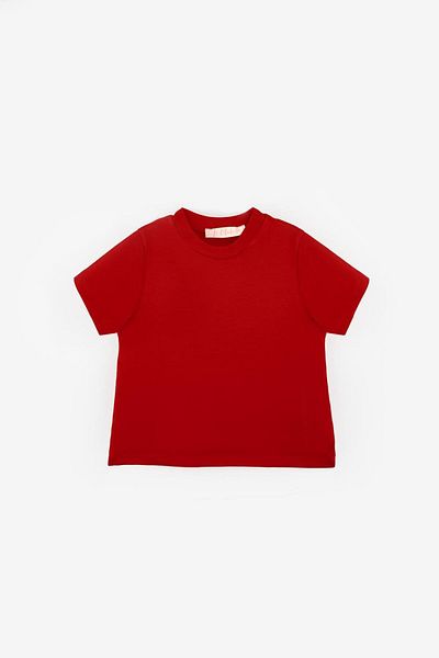 Le Mabelle Red Combed Cotton Basic Kids T-Shirt