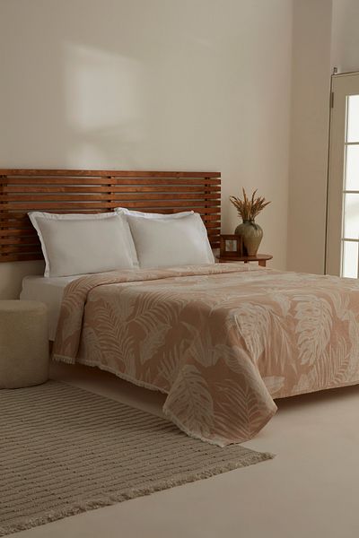 Karaca Home Leafy Sea Muslin Διπλό Μονό Πικέ Μπεζ
