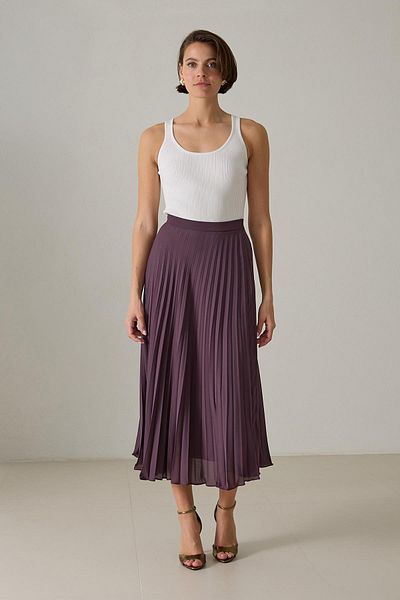 Setre Plum Pleat Detailed Asymmetrical Cut Skirt