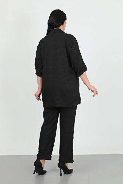 By Alba Collection Women's Soft Linen Pants Shirt Large Size Two Piece Set