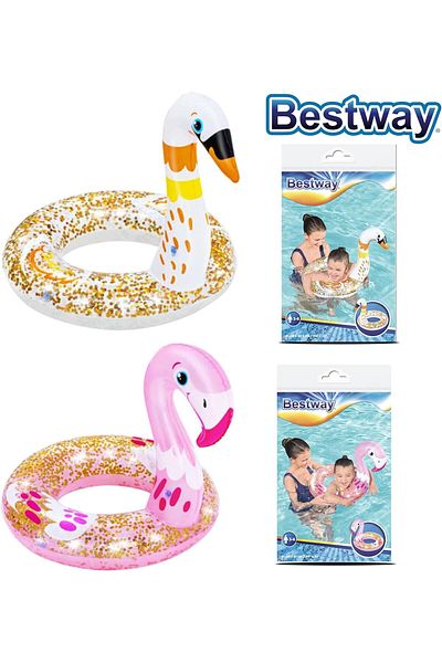 BESTWAY Swan Shimmer 'n Float Swim Tube 61cm Assorted - 1 Piece