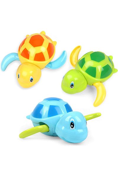 AWH Bath Toys for Toddlers, Wind-Up Swimming Turtle, Cute Floating Pool Toys for Kids (3 Pcs)
