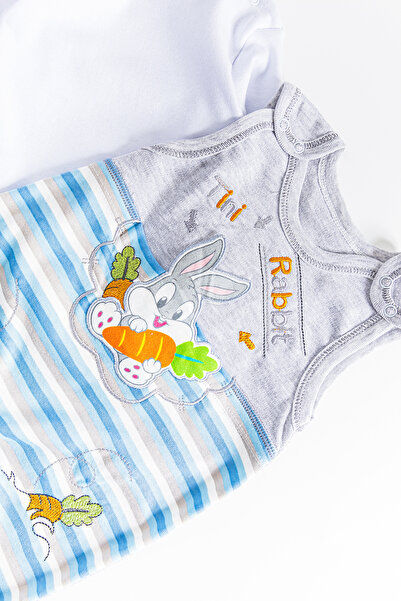 Babymod Rabbit Figured Baby Boy Jumpsuit Salopet Set