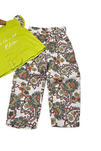 Ege Bebek Ethnic Pattern Girl's Summer Pants 2-3-4-5-6 Years Old Top Set