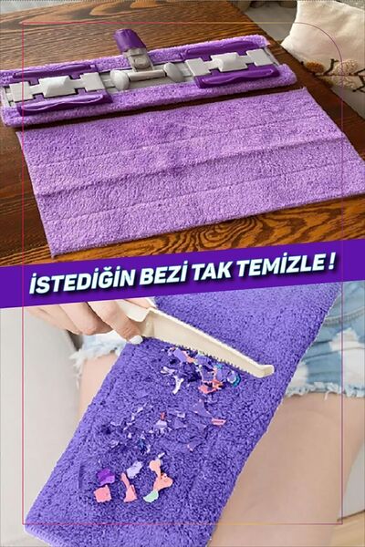 MUSKY Yer Mopu Fayans Duvar Yüzey Temizlik Mikrofiber Mandallı Mop Temizlik Seti - Kova Mop Seti