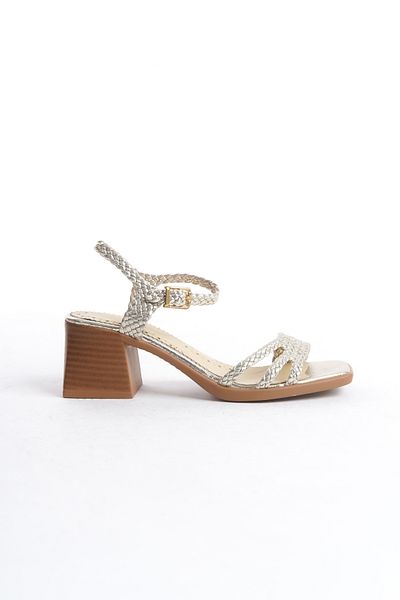 Elile Shoes Genuine Leather 34-35-41-42 Size Heeled Knitted Sandals