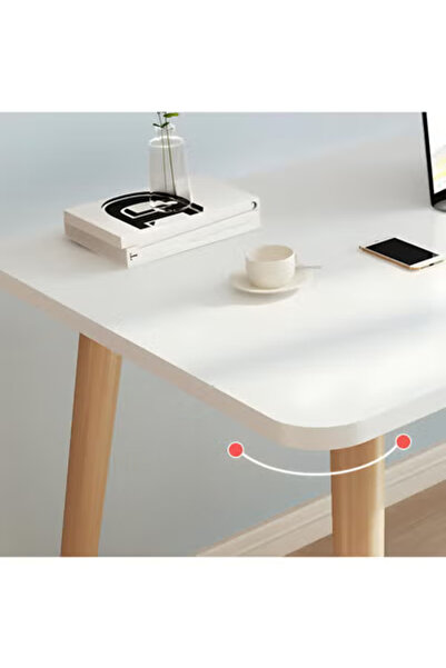 Taimi مكتب كمبيوتر، طاولة دراسة وكتابة، مكتب ألعاب بتصميم حافة منحنية، 100×60×73 سم - أبيض