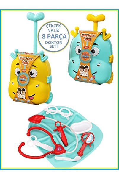 OYUNCAKSAHİLİ Çekçek Bavul 8 Adet Doktor Seti Uzayan Tutmalı Valiz Oyuncak St...
