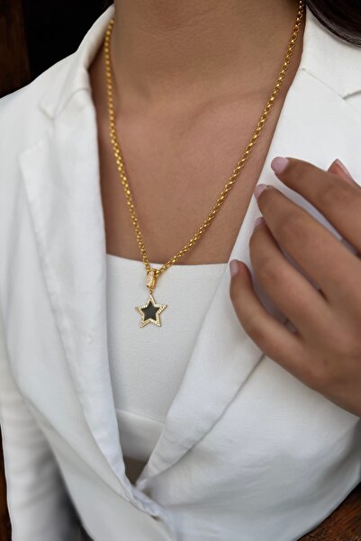 Utku Kuyumculuk 22 AYAR ÖZEL TASARIM SİYAH MİNELİ YILDIZ UÇ