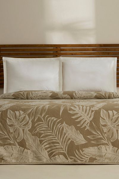 Karaca Home Leafy Sea Muslin Double Single Pique Khaki