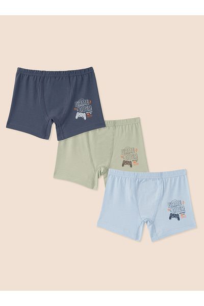 natuline Boy's Organic Cotton Lycra Boxer 3-Pack Game over 3508-3